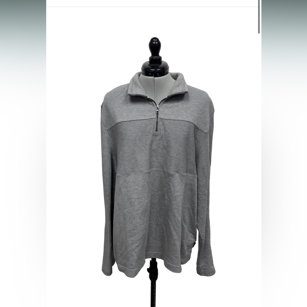 Ted Baker London Sz 5 US XL Long Sleeve Textured Panel Half Zip Grey Sweater - Picture 3 of 15